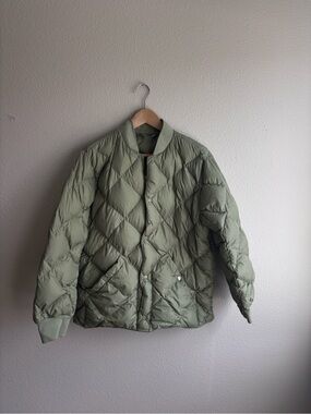 Light Olive Quilted Puffer Jacket TNA
